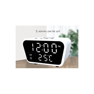Digital Masa Saati 15 Watt Wirelles Kablosuz Şarj Çalar Saat Alarm Termometre Çok Fonksiyonlu