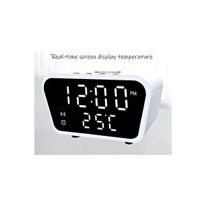Digital Masa Saati 15 Watt Wirelles Kablosuz Şarj Çalar Saat Alarm Termometre Çok Fonksiyonlu