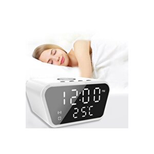 Digital Masa Saati 15 Watt Wirelles Kablosuz Şarj Çalar Saat Alarm Termometre Çok Fonksiyonlu
