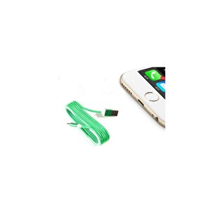 Iphone Örgü Şeklinde Renkli Çelik Şarj Data Kablosu - Yeşil