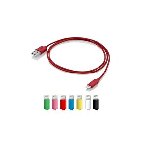 Renkli Iphone 5 5s 6 6s Usb Data Kablosu - Kırmızı