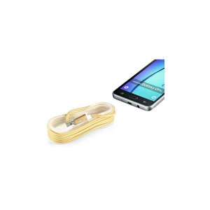 Android Örgü Şeklinde Renkli Çelik Şarj Data Kablosu - Gold