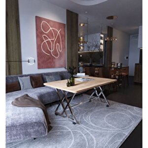 Tekerlekli Orta Sehpa Mutfak Balkon Masası Bahçe Masası  70 X110