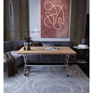 Tekerlekli Orta Sehpa Mutfak Balkon Masası Bahçe Masası  70 X110