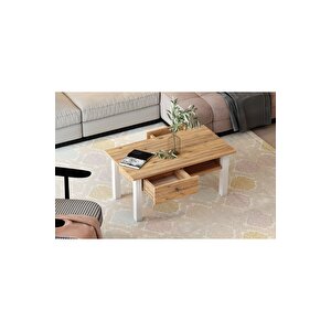 Orta Sehpa Loft Beyaz Antik Çam