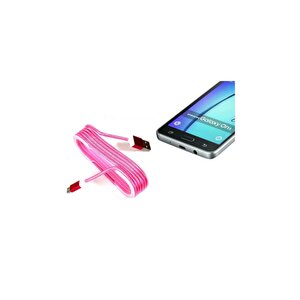 Android Örgü Şeklinde Renkli Çelik Şarj Data Kablosu - Pembe
