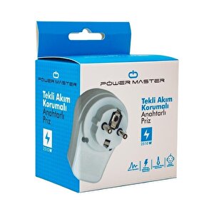 Powermaster 10 Amper - 2510 Watt Tekli̇ Beyaz Anahtarli Akim Korumali Pri̇z