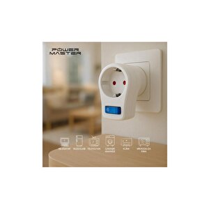 Powermaster 10 Amper - 2510 Watt Tekli̇ Beyaz Anahtarli Akim Korumali Pri̇z