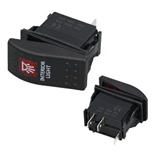 Powermaster ﻿i̇ç Aydınlatma Lambası Sembollü Işıklı 3 Pinli On-off 12-24v Marin Switch