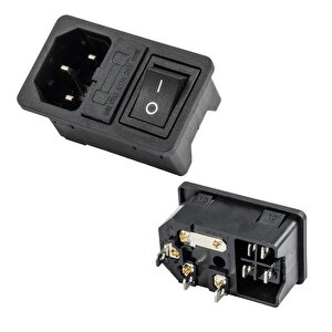 Powermaster Ic-214a C14 Power Soket Erkek Anahtarlı+fuseli Kulaksız Ul Sertifikalı