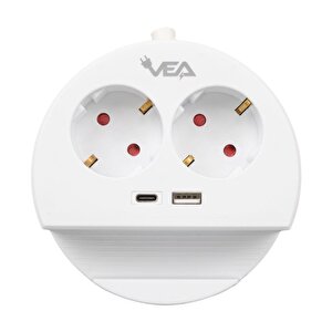 Ve- G1102c 2'li Usb+ Type-c Girişli Anahtarlı 1.5 Metre Grup Priz