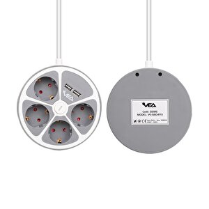 Vea Ve-g604yu 4'lü 2 Usb’li Anahtarlı 1.5 Metre Grup Priz