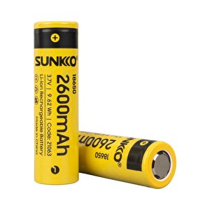 Sunkko 3.7 Volt 2600 Mah 18650 Şarj Edi̇lebi̇li̇r Pi̇l (2li̇ Paket Fi̇yati)