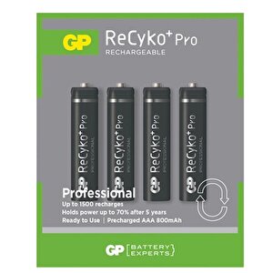 Gp Recyko Pro 800 Mah Ni̇-mh 1.2 Volt Aaa İnce Kalem Şarjli Pi̇l 4lü Paket Gp85aaahcb-2eb4 (gprhch83b205)