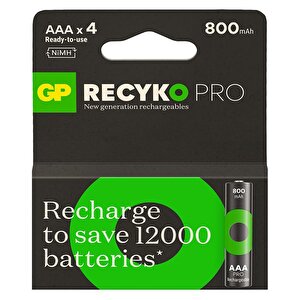 Gp Recyko Pro 800 Mah Ni-mh 1.2 Volt Aaa İnce Kalem Şarjlı Pil 4lü Paket
