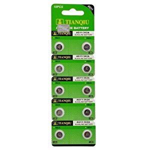 Tianqiu Ag-11 Alkalin Lr721h/362a Düğme Pil 10'lu Paket