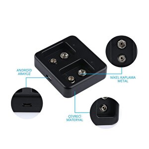 Si̇yah 2x9 Volt Pi̇l Şarj Ci̇hazi
