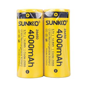 Sunkko 3.7 Volt 4000 Mah 26650 Şarj Edi̇lebi̇li̇r Pi̇l (2li̇ Paket Fi̇yati)