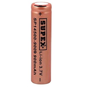 Supex 14500-900d Li̇tyum Ion 3.7 Volt 900 Mah Şarj Edi̇lebi̇li̇r Düz Kafa Başliksiz Pi̇l Tekli̇