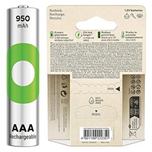 Gp Batteries Recyko 950mah Aaa İnce Kalem 6 Adet Ni-mh Şarjlı Pil 1.2 Volt