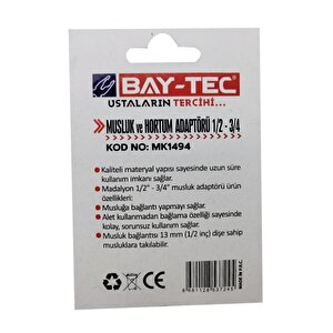 Bay-tec Musluk Ve Hortum Adaptörü 1/2-3/4 Mk1494 (2 Adet)