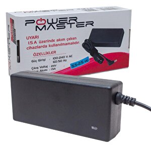 Powermaster Pm-12232 24 Volt - 1.5 Amper 5.5*2.5 Uçlu Plasti̇k Kasa Masaüstü Adaptör