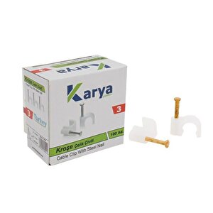 Karya 3 Numara Çeli̇k Çi̇vi̇li̇ 7 Mm Kroşe (100lü Poşet)(2x1.5 - 3x1.5 Ttr Kablolar İçi̇n)