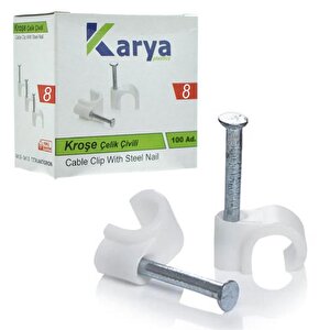 Karya 8 Numara Çeli̇k Çi̇vi̇li̇ 25 Mm Kroşe (100lü Poşet)(4x16 Anti̇gron Kablolar İçi̇n)