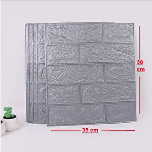 Gri Silinebilir Kendinden Yapışkanlı Duvar Kağıdı Esnek Köpük Panel 3d Tuğla Desen 35x38cm 1 Adet