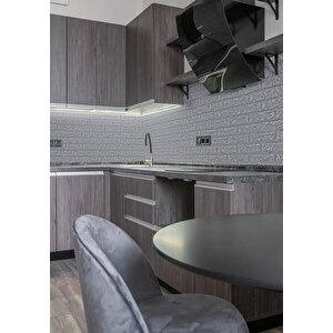 Gri Silinebilir Kendinden Yapışkanlı Duvar Kağıdı Esnek Köpük Panel 3d Tuğla Desen 35x38cm 1 Adet