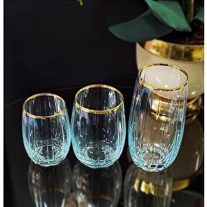 96820 Linka Gold Yaldızlı 18 Parça Su Meşrubat 3 Boy Bardak Seti