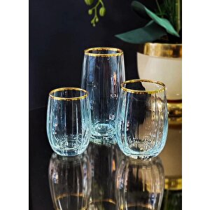 96820 Linka Gold Yaldızlı 18 Parça Su Meşrubat 3 Boy Bardak Seti