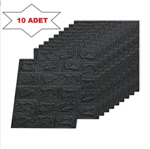 10 Adet 35x38cm Siyah Kendinden Yapışkanlı Duvar Kağıdı Esnek Köpük Panel 3d Tuğla Desen