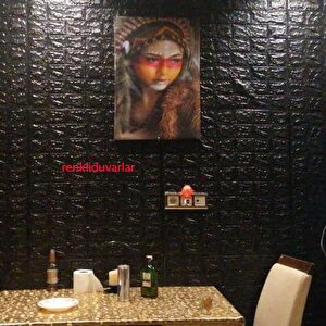 10 Adet 35x38cm Siyah Kendinden Yapışkanlı Duvar Kağıdı Esnek Köpük Panel 3d Tuğla Desen