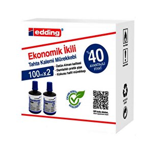 Ekonomik İkili Tahta Kalemi Mürekkebi Mavi 2x100ml