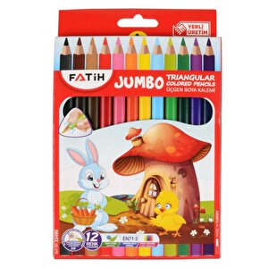 Üçgen Jumbo Kuru Boya Kalemi 12 Renk