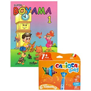 Süper Jumbo Teddy Keçeli Kalem 6 Renk - Boyama Kitabı Set