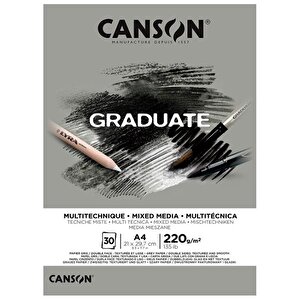 Canson Graduate Mix Media Gri Ton Çizim Defteri 220g A4
