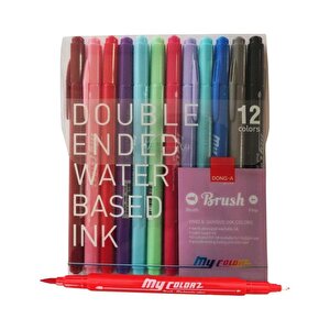 Dong A My Color Çift Taraflı Fırça Uçlu Keçeli Kalem 12 Renk