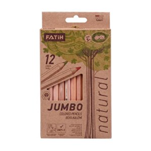 Natural Ahşap Jumbo Kuru Boya Seti 12li