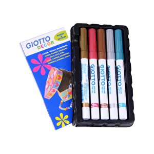 Giotto Metalik Dekor Tekstil Kalemi Boya Seti 6 Renk