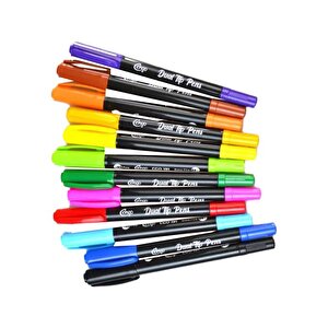 Çift Taraflı Fineliner Yazı Ve Çizim Kalemi 12 Renk