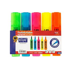 Kraf 5li Fosforlu İşaretleme Kalem Seti