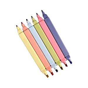 Çift Uçlu Fosforlu Kalem 6 Renk Wd-0057a