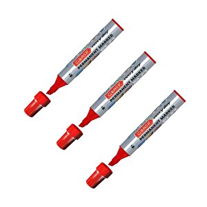 Grasp Permanent Yuvarlak Kesik Uçlu Kırmızı Kalem 3lü