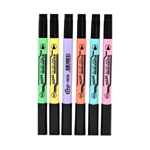 Çift Taraflı Highlighter Fosforlu Kalem Pastel Renkler 6lı Set