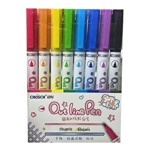 Chosch Çift Çizgili Fosforlu Kalem 8 Renk Cs H815