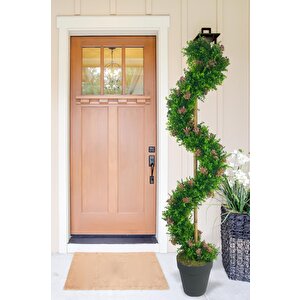 Yapay Ağaç Spiral Pembe Pıtırcıklı Şimşir Ağacı 160cm Bambu Saplı Salon Bitkisi