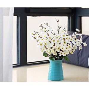 Yapay Çiçek Bahardalı Japon Kiraz Çiçeği 9 Dallı 40cm Beyaz