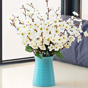 Yapay Çiçek Bahardalı Japon Kiraz Çiçeği 9 Dallı 40cm Beyaz